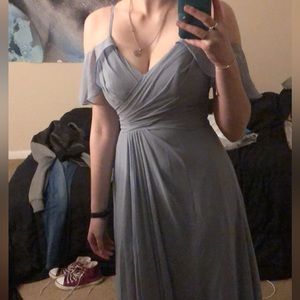Azazie Dakota Dusty blue bridesmaid dress
